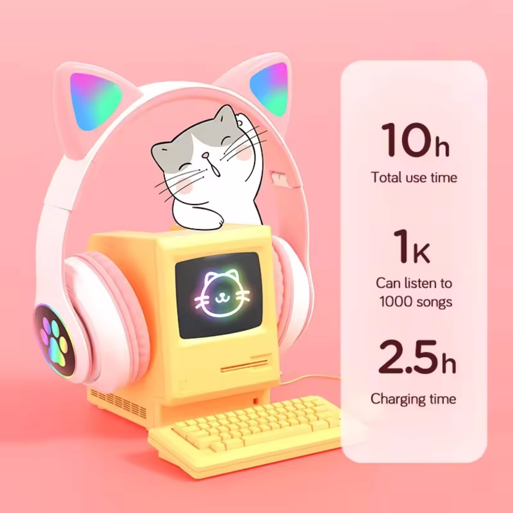 Foldable Wireless Bluetooth He - đánh giá và giá Cat Ear Bluetooth Headset Led